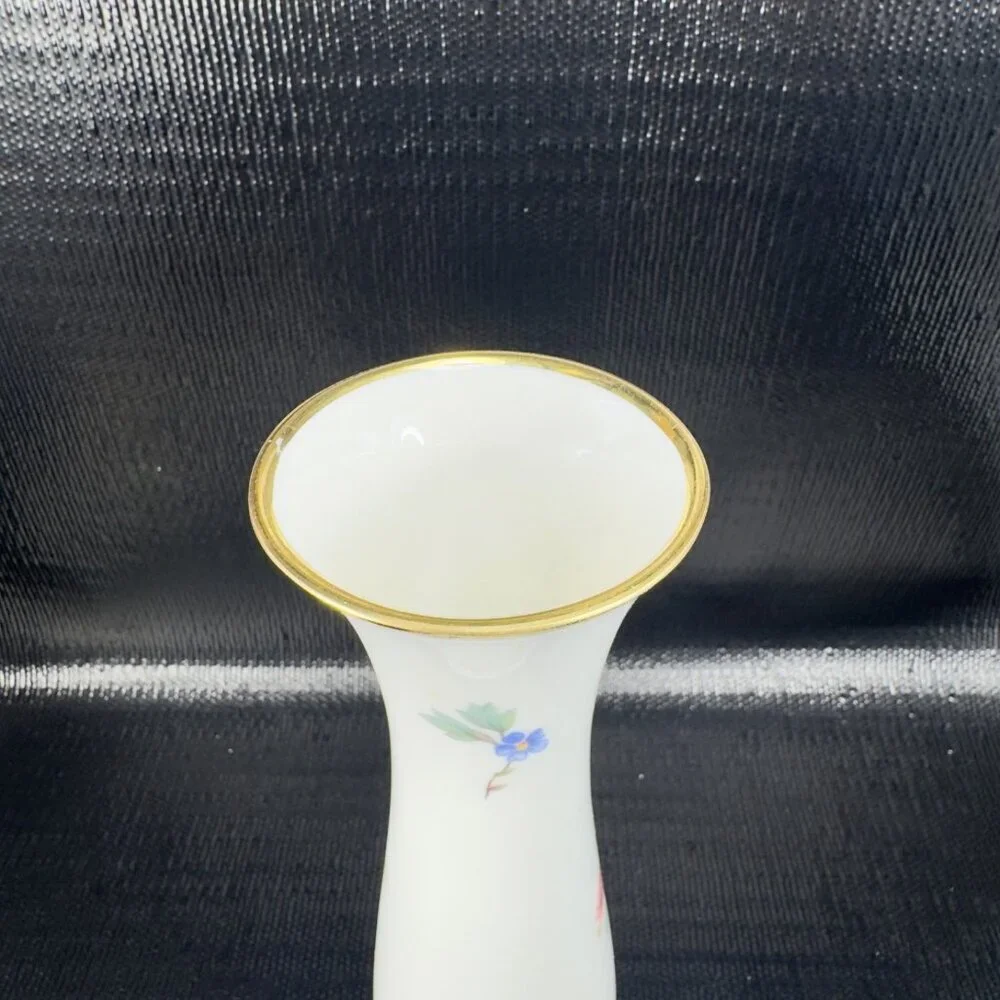 Vintage Lindner Kueps Bavaria Floral Vase Vessel Hand Painted‎ German Porcelain